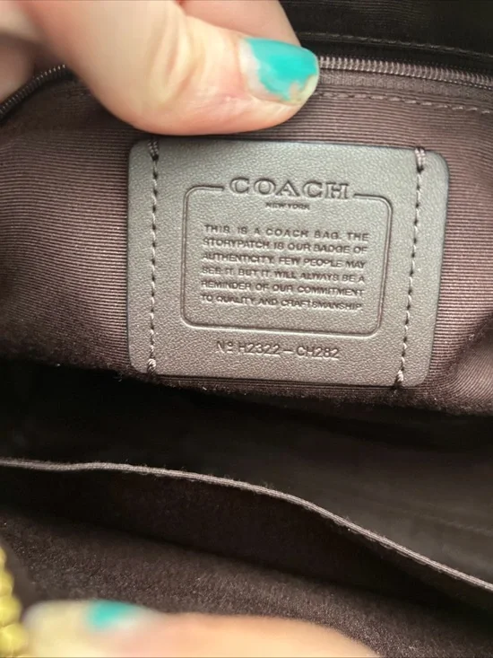 AUTHENTIC COACH ROWAN LEATHER SATCHEL ELBOW BAG PURSE CH282 BLACK - Picture 7 of 7